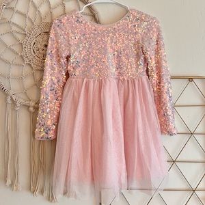 M (7/8) | Girls Long Sleeve Cat & Jack Sequin Dress